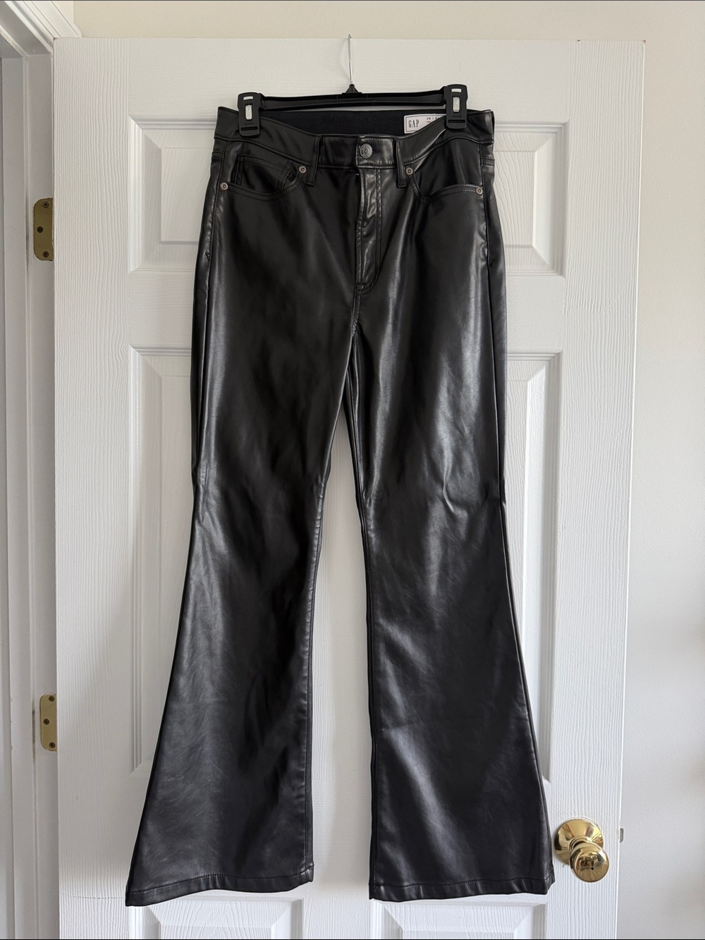 GAP Women's Faux Leather Black Flared Jeans
